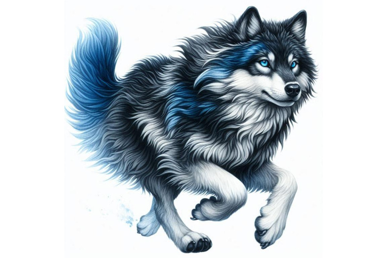 a-bundle-of-of-black-and-blue-running-wolf