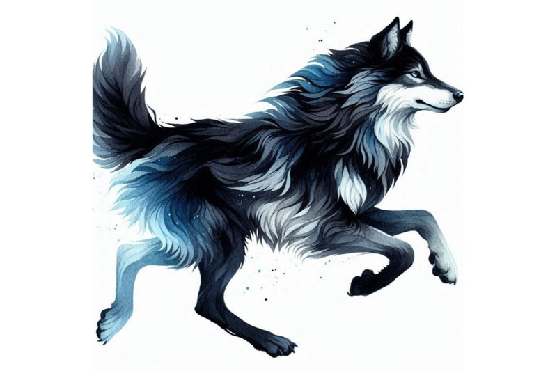 a-bundle-of-of-black-and-blue-running-wolf