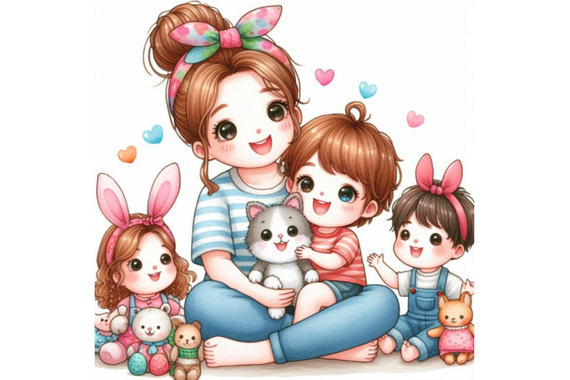 a-bundle-of-happy-cute-kids-and-mom