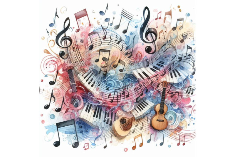 a-bundle-of-music-notes-background-on-whit