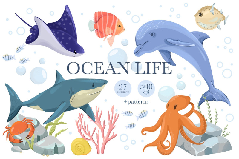 ocean-animals-clipart-seaweed-coral-reef-seamless-sea-animal-patte