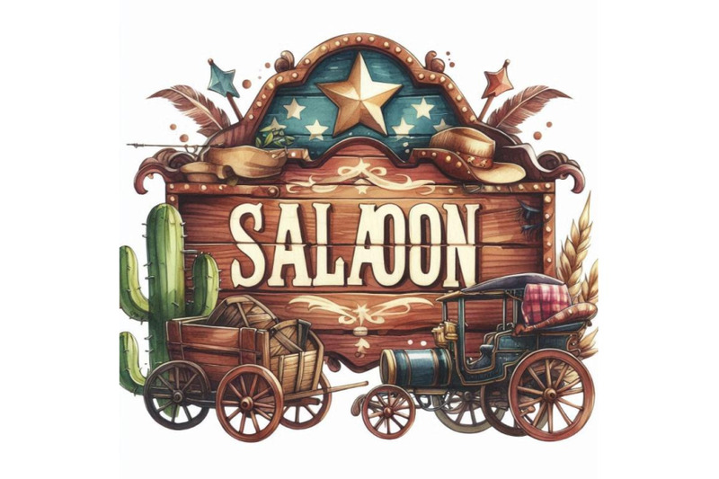 a-bundle-of-saloon-wooden-sign-vintage-retr