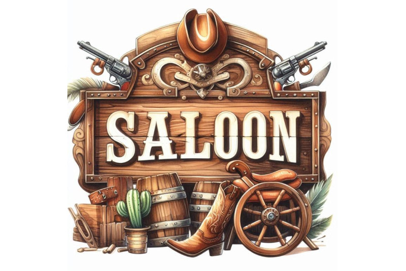 a-bundle-of-saloon-wooden-sign-vintage-retr