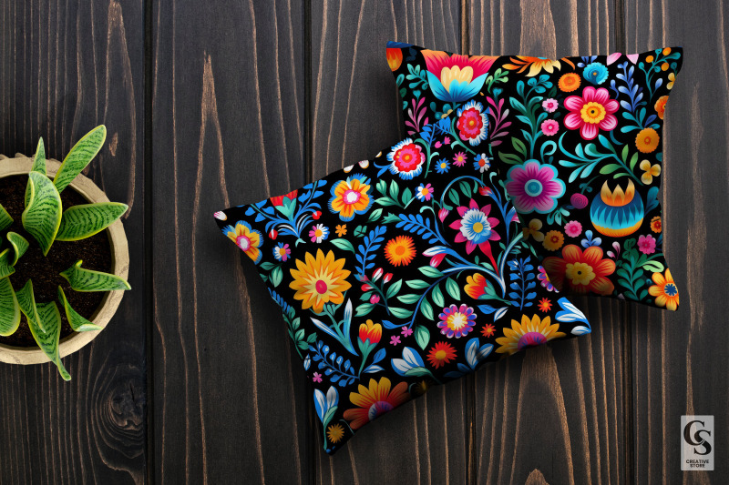 mexican-flowers-seamless-patterns