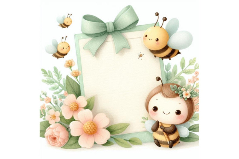 03-cute-soft-green-note-paper-with-bees