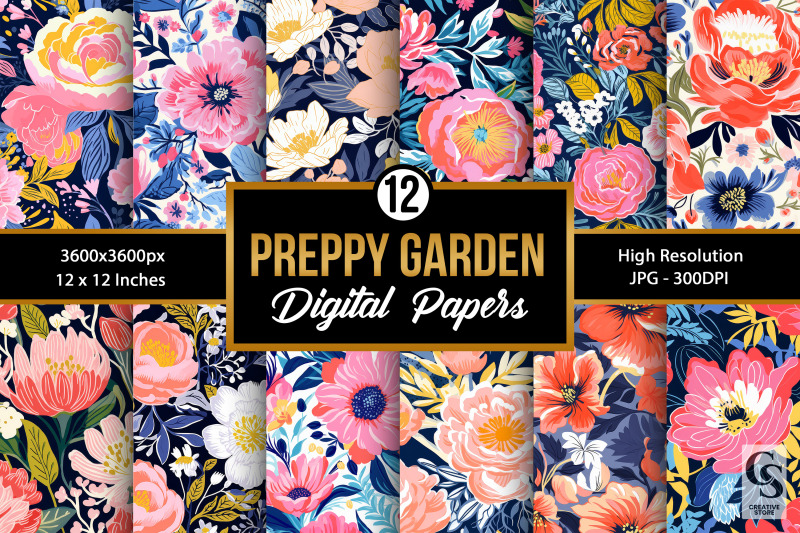 summer-preppy-flowers-pattern-digital-papers