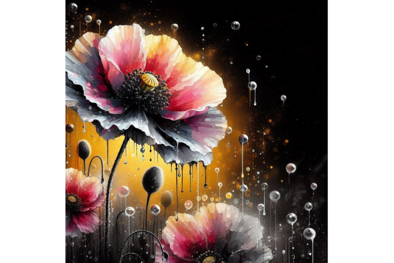 digital-art-of-a-beautiful-poppy-flower-with-waterdrops