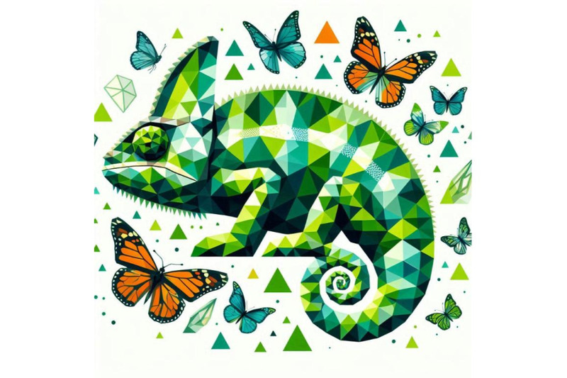 a-bundle-of-green-chameleon-with-butterflie