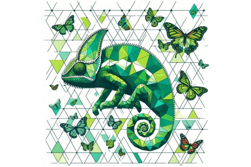 a-bundle-of-green-chameleon-with-butterflie