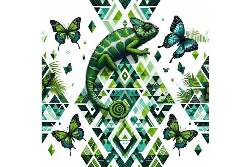 a-bundle-of-green-chameleon-with-butterflie