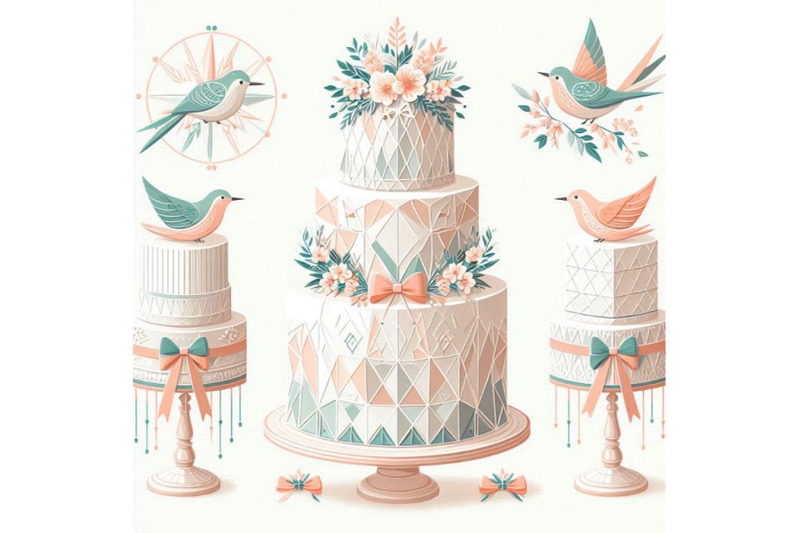 a-bundle-of-wedding-cake-with-cute-birds