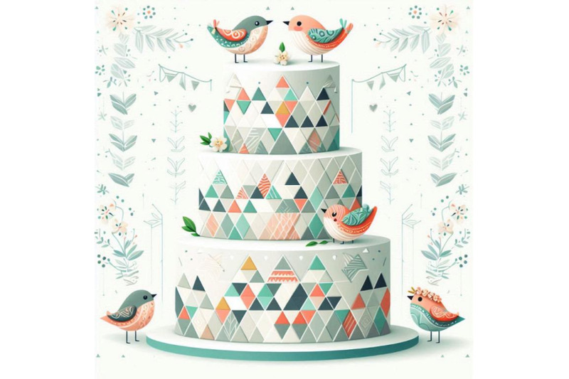 a-bundle-of-wedding-cake-with-cute-birds