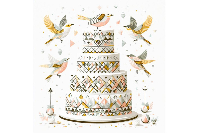 a-bundle-of-wedding-cake-with-cute-birds