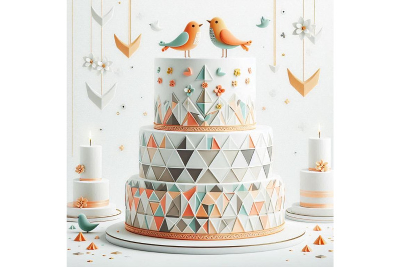 a-bundle-of-wedding-cake-with-cute-birds