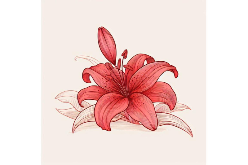 red-lily-flower-lying-on-white-background