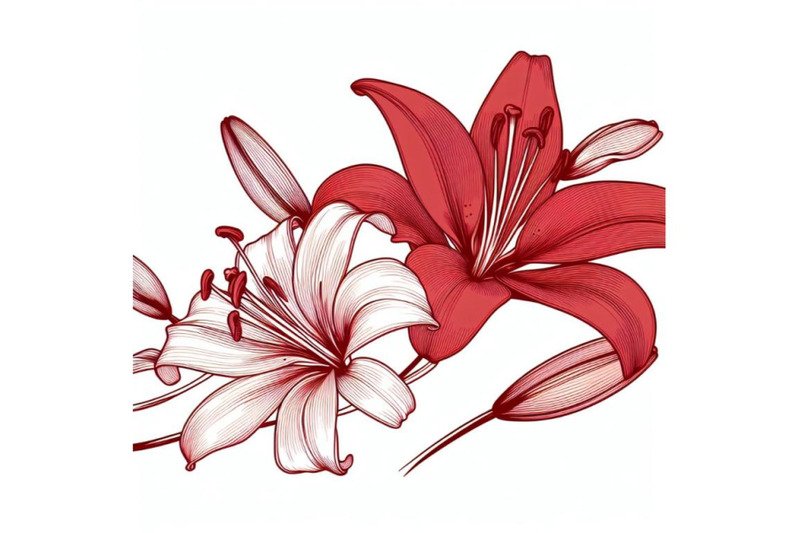 red-lily-flower-lying-on-white-background