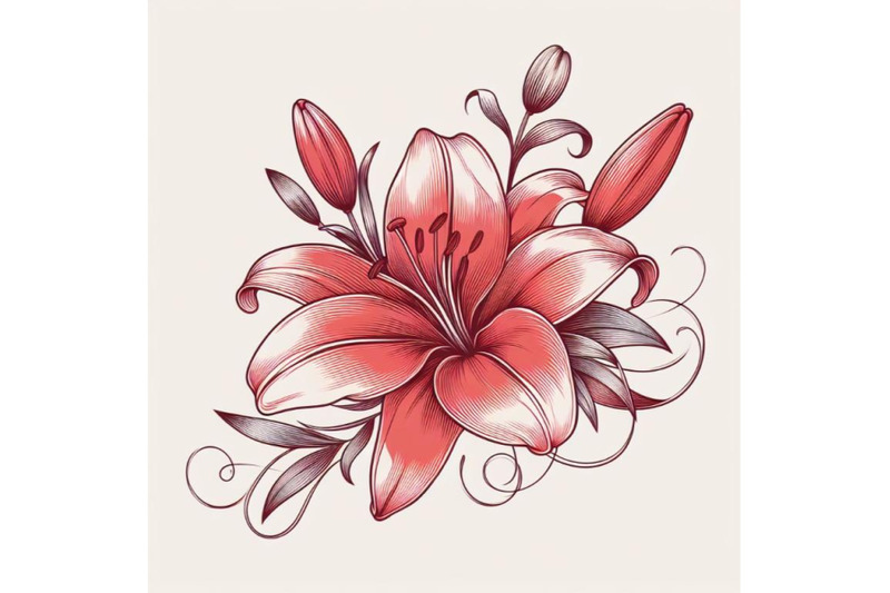 red-lily-flower-lying-on-white-background