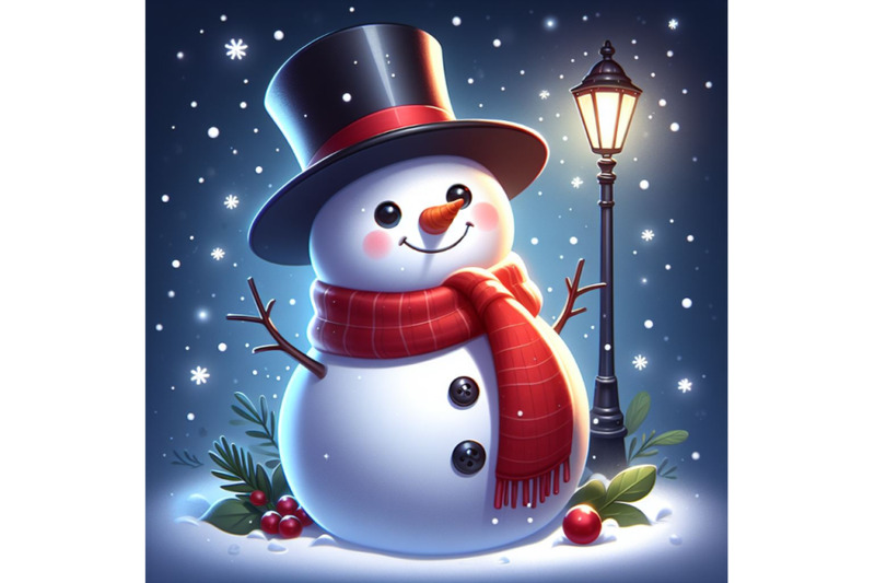 snowman-in-top-hat-and-red-scarf