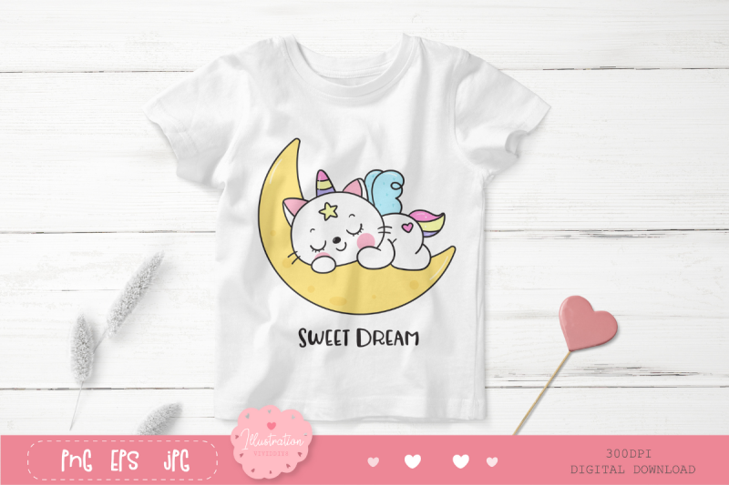 cute-cat-unicorn-sleep-on-moon-kawaii-cliparts-baby-kitten