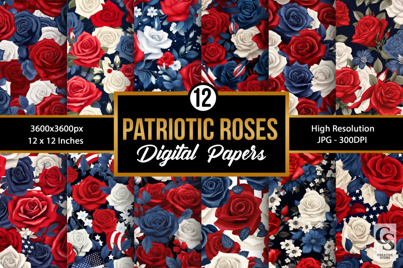 red-blue-white-patriotic-roses-digital-papers