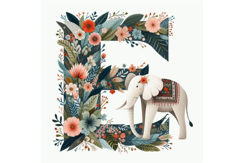 a-bundle-of-alphabet-e-with-elephant