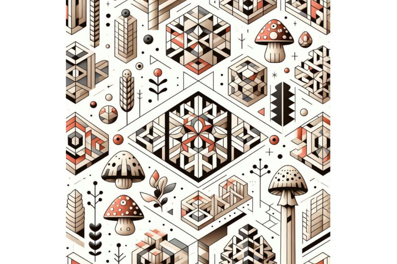 a-bundle-of-geometric-pattern-a-mushroom