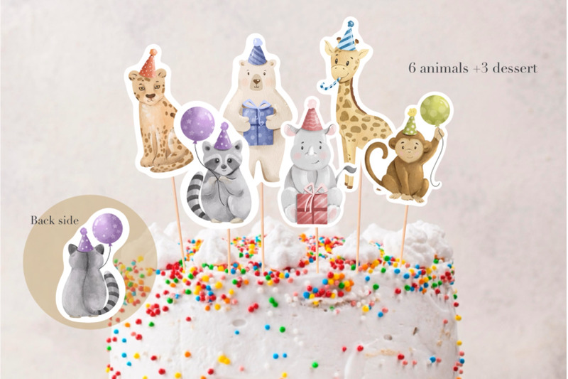 watercolor-animals-cake-topper-wild-safari-animals-topper