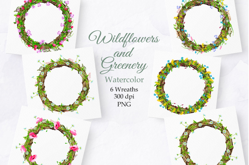 wildflowers-and-greenery-watercolor-wreaths-png