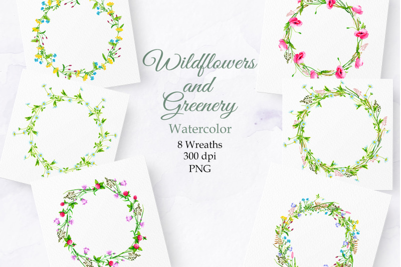 wildflowers-and-greenery-watercolor-wreaths-png