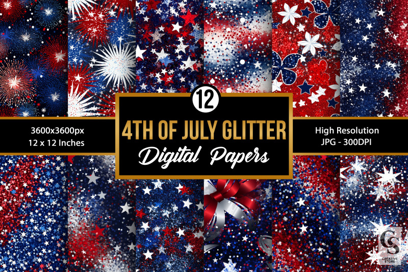 4th-of-july-red-blue-glitter-seamless-patterns