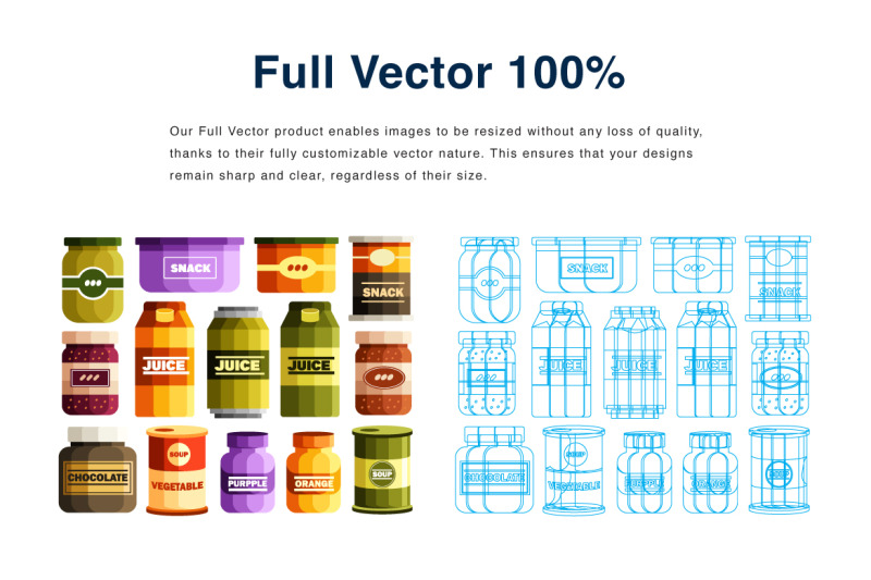 food-pack-elements-vector-illustration