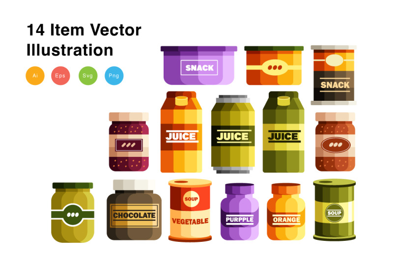 food-pack-elements-vector-illustration