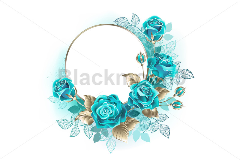 round-frame-with-turquoise-roses