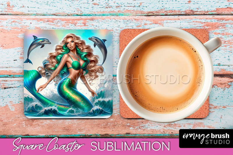 mermaid-coaster-sublimation-mermaid-square-coaster-design