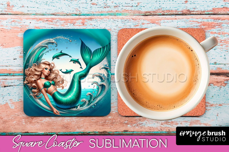 mermaid-coaster-sublimation-mermaid-square-coaster-design