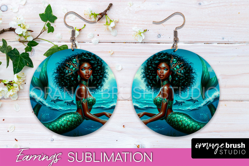 mermaid-earrings-png-summer-round-earrings-sublimation