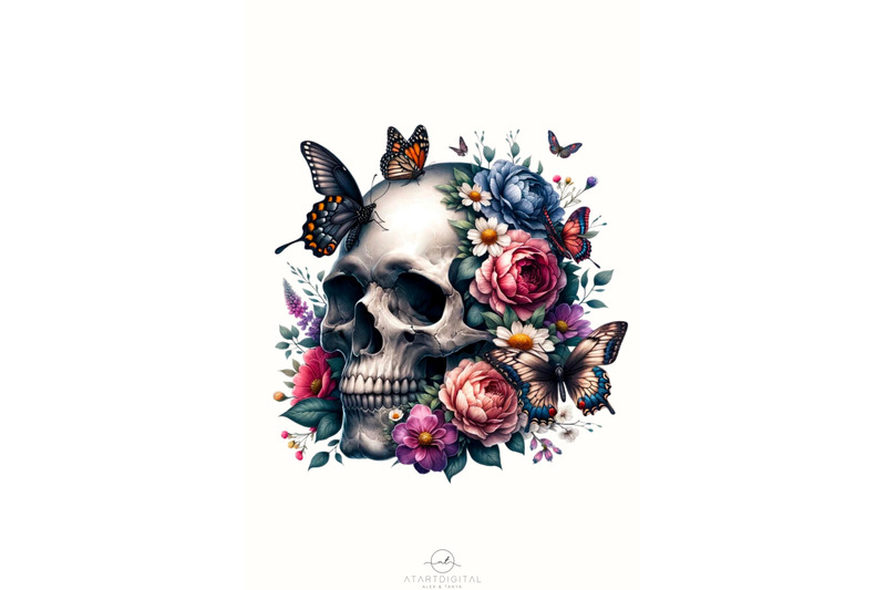 skull-with-flowers-png-sublimation-tshirt-design