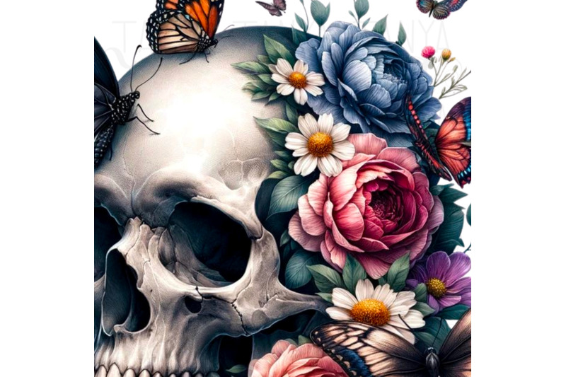 skull-with-flowers-png-sublimation-tshirt-design