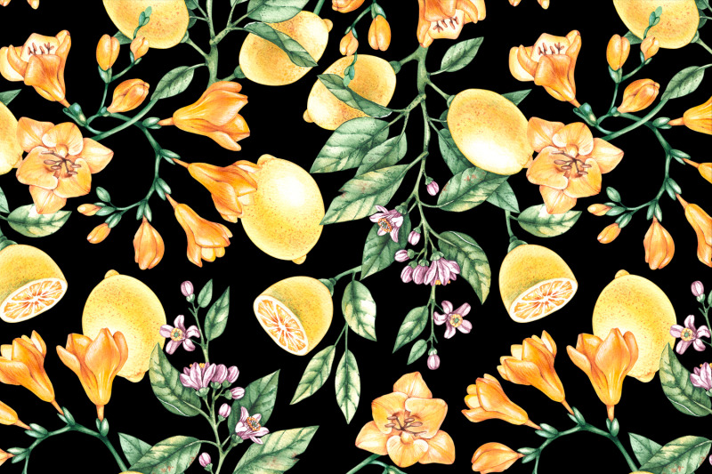 watercolor-lemon-and-freesia-pattern