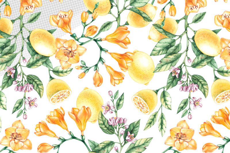 watercolor-lemon-and-freesia-pattern