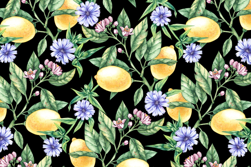 watercolor-lemon-and-chicory-pattern