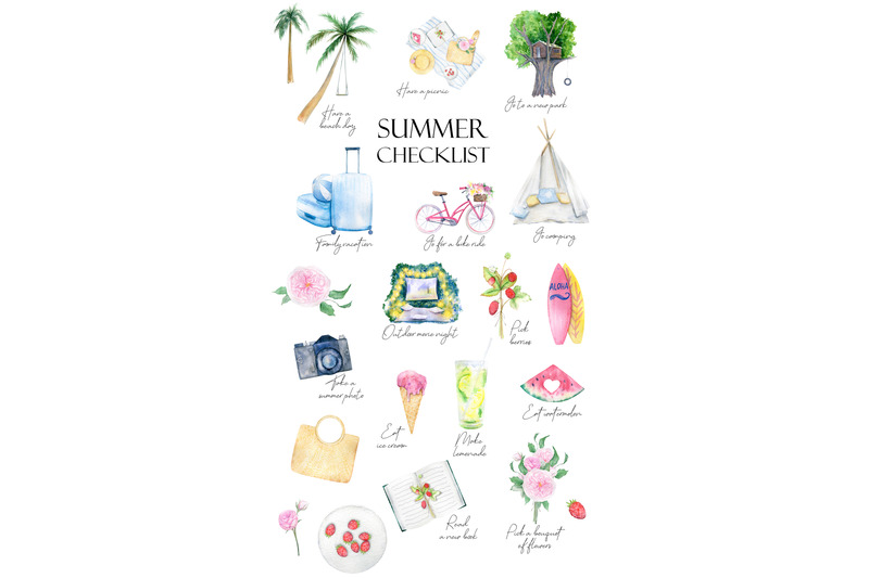 summer-checklist-watercolor-clipart