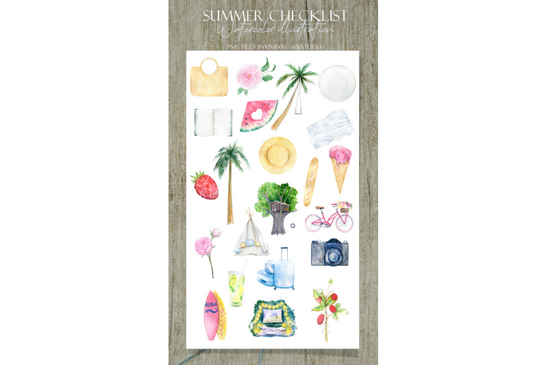 summer-checklist-watercolor-clipart