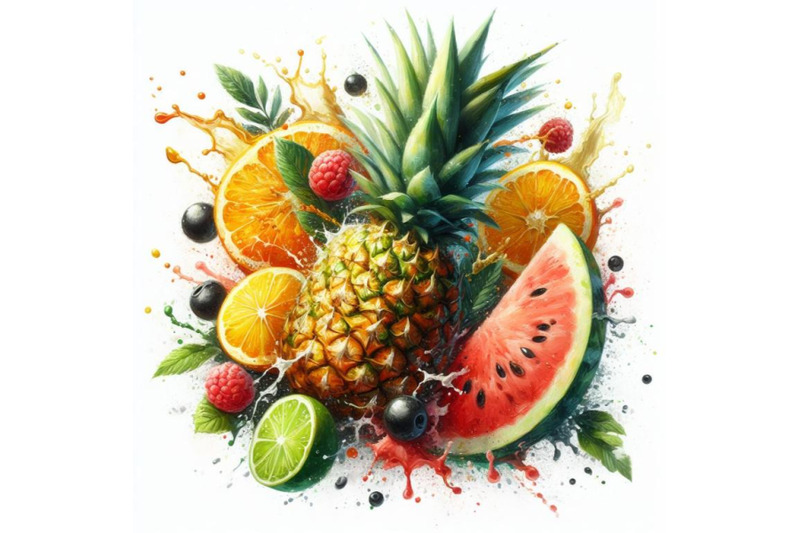 abstract-fruit-splash-pineapple-waterme