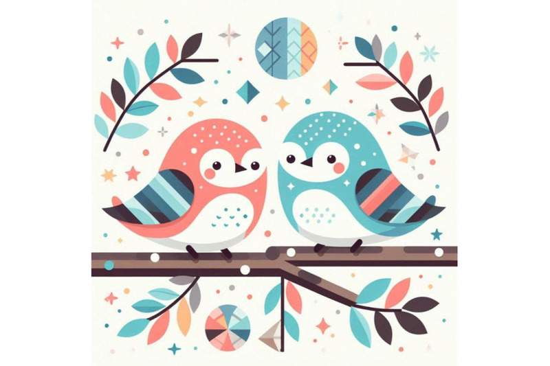 cute-bird-couple-sitting-on-tree-branch