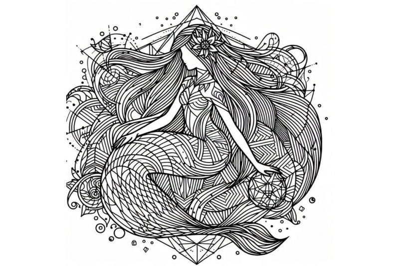 line-art-beautiful-mermaid-girl-with-lon