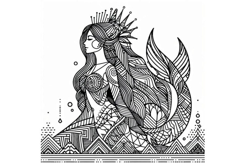 line-art-beautiful-mermaid-girl-with-lon