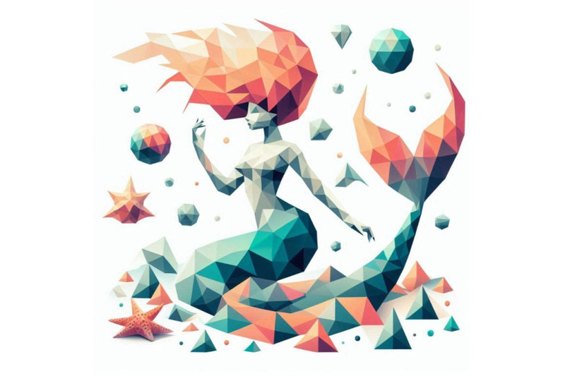 low-poly-mermaid-triangle-myth-creatu