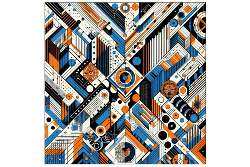 geometric-painting-in-blue-and-orange