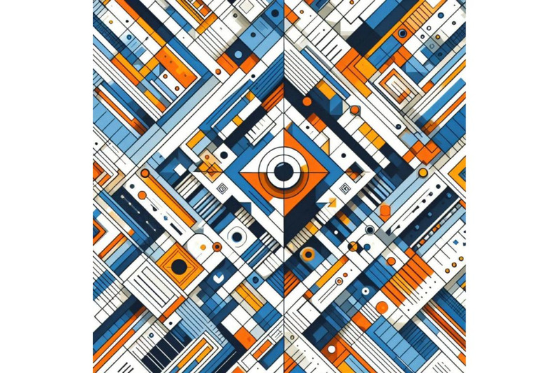 geometric-painting-in-blue-and-orange